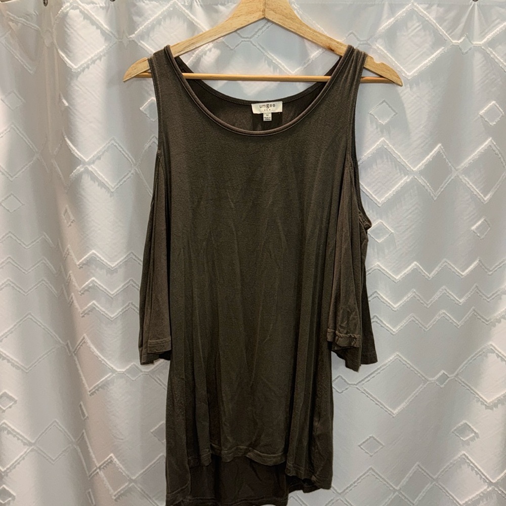 Off the shoulder green top
